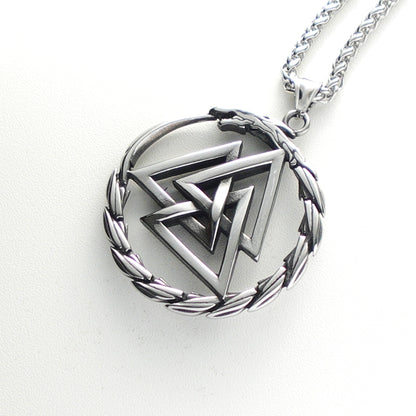 Collar Emblema Valknut Plateado