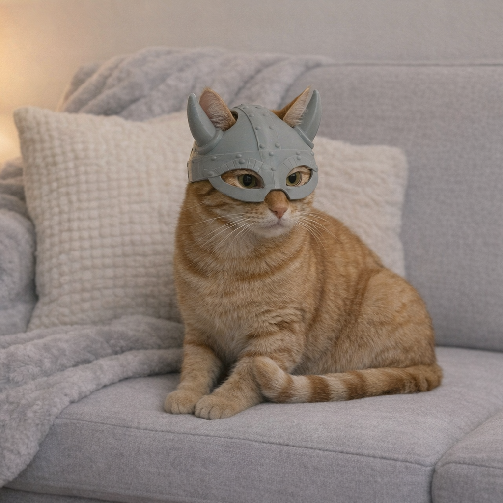 Casco vikingo para gatos